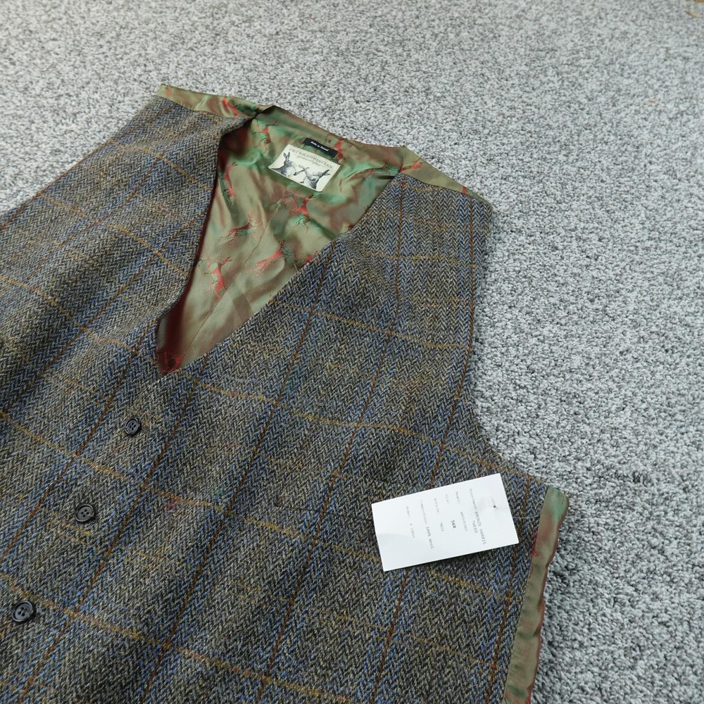 NEW Peter Christian Vest Mens 56 Brown Harris Tweed‎ Herringbone Waistcoat Suit